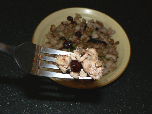 Ground turkey on a fork