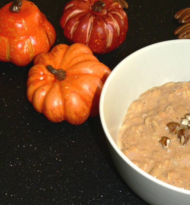 Pumpkin Oatmeal in a white bowl