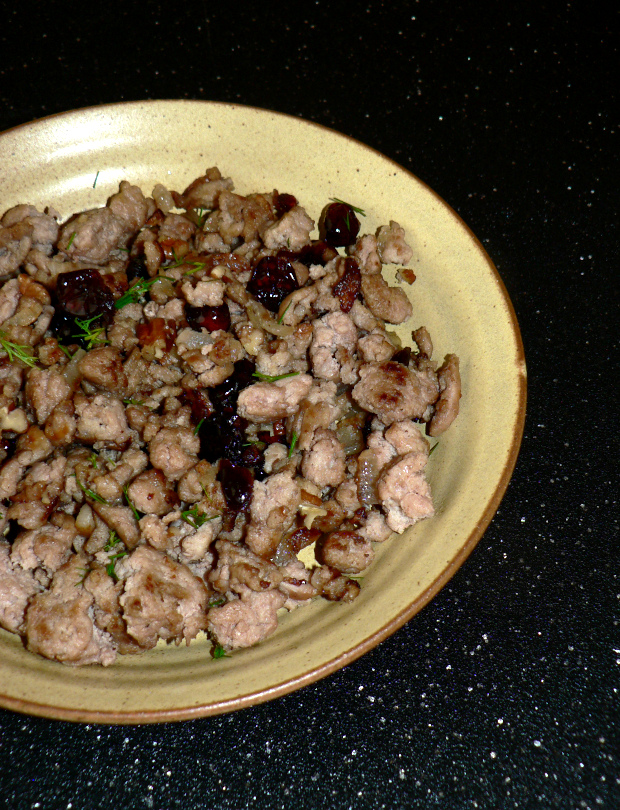 Ground turkey with pecans and cranberries