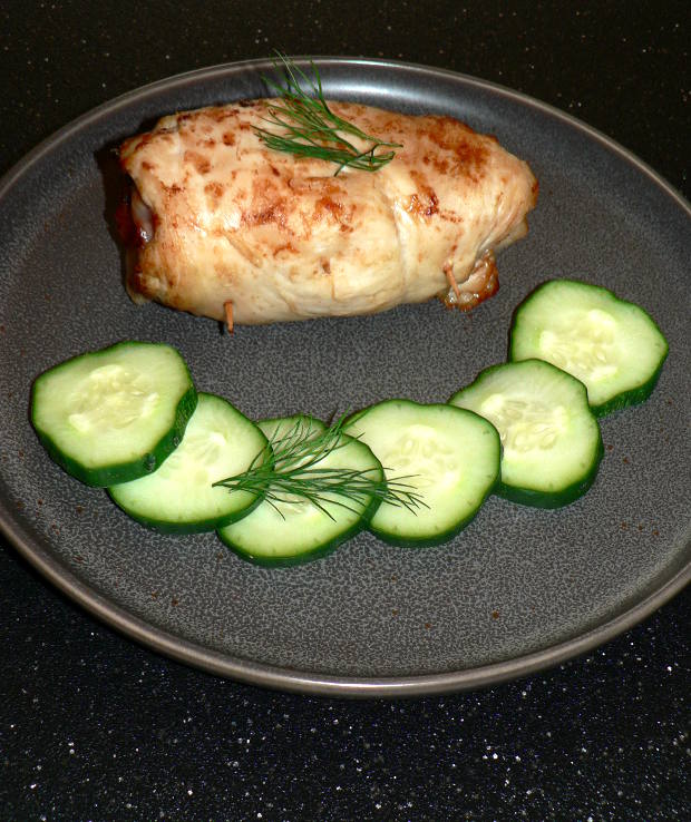 Air Fried Stuffed Chicken on a Plate