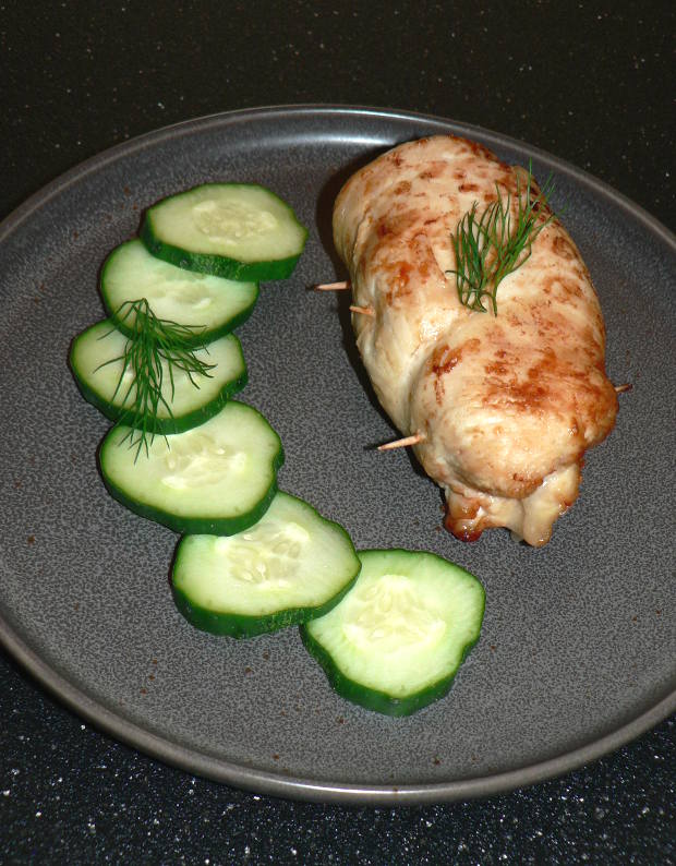 Keto Air Fryer Chicken Cordon Bleu on a Grey Plate