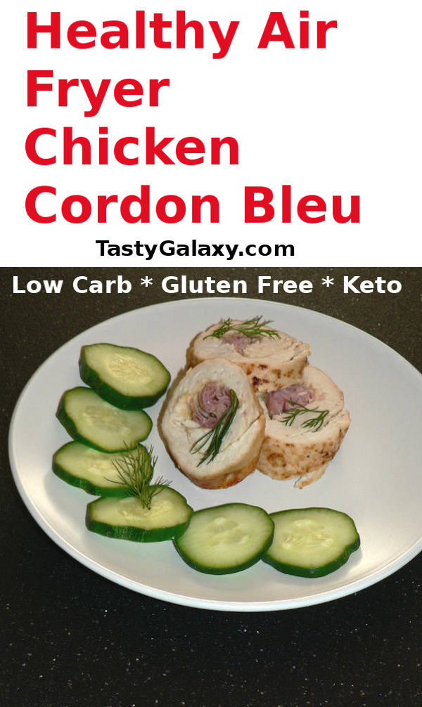Air Fryer Chicken Cordon Bleu on a White Plate