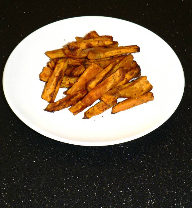 Sweet Potato Fries Stacked on a Plate