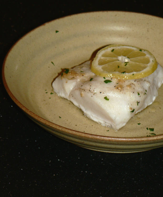 Roasted Cod Fish on a Plate