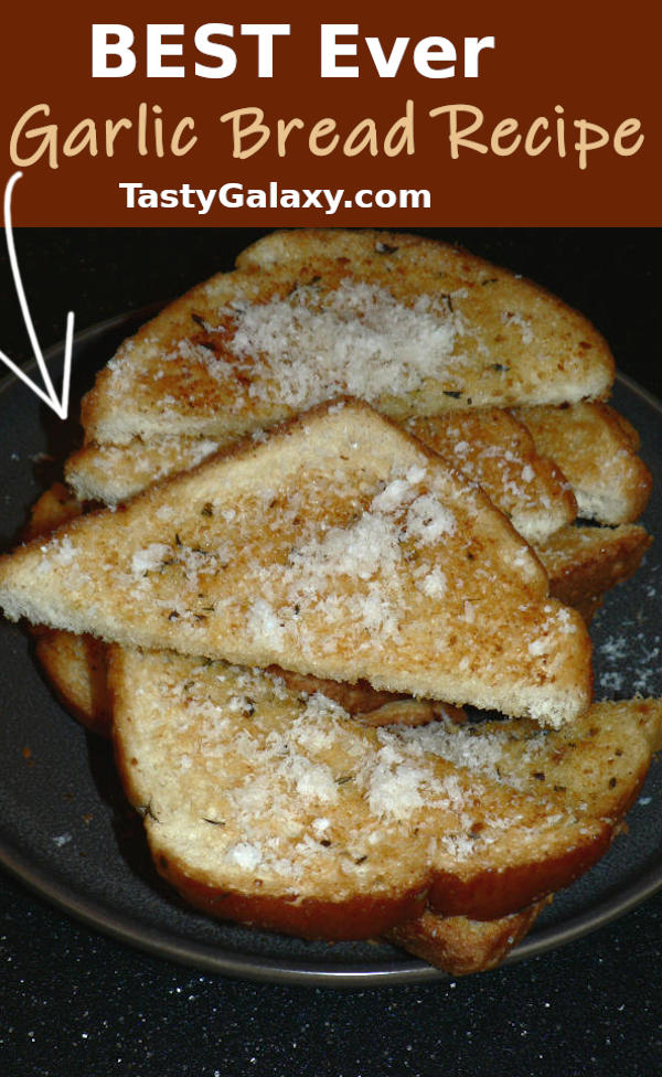 Garlic Bread Cut Into Halves on a Plate