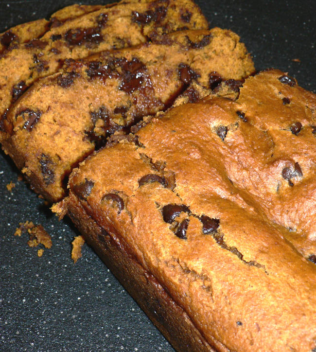 Pumpkin bread on a cutting board