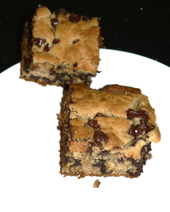 Cookie Bars with Chocolate Chips separately on a white place