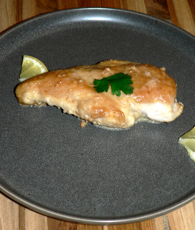 Chicken in Cream Sauce with Grey Plate