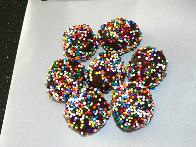 Easy Chocolate Truffles Rolled in Sprinkles