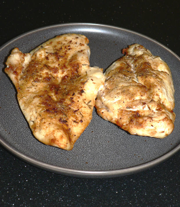 Instapot Air Fryer Lid Chicken Breasts on a Gray Plate