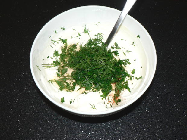 Ranch dressing ingredients in a mixing bowl