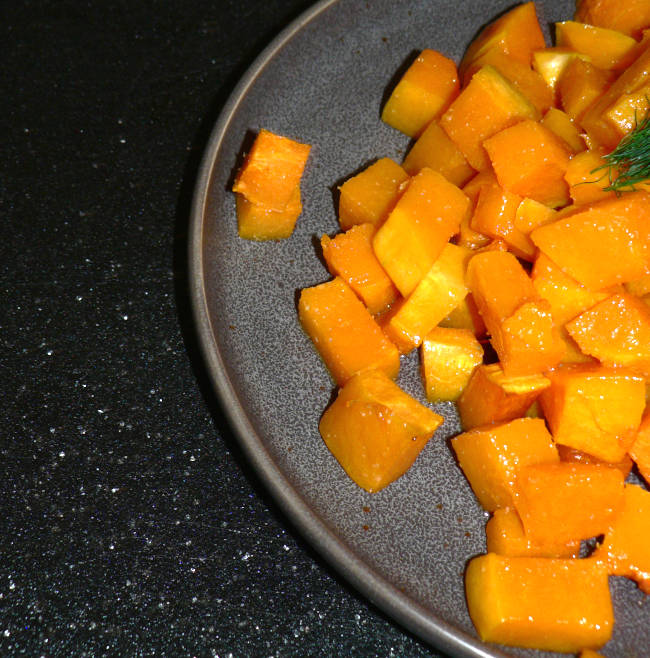 Baked Butternut Squash on a Grey Plate
