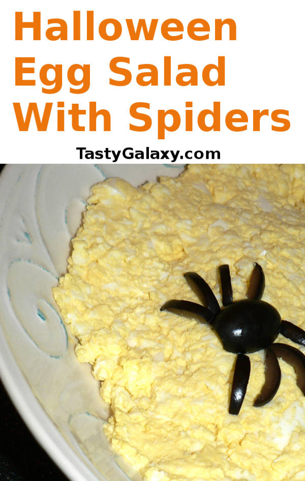 Halloween Egg Salad With Spiders, great Halloween food ideas! This Halloween appetizer is vegetarian, low carb, Keto, gluten free, dairy free #healthy #healthyrecipes #healthyfood #healthyeating #cooking #food #recipes #vegetarian #vegetarianrecipes #ketodiet #ketorecipes #lowcarb #lowcarbdiet #lowcarbrecipes #glutenfree #glutenfreerecipes #dairyfree #halloween #halloweenrecipes