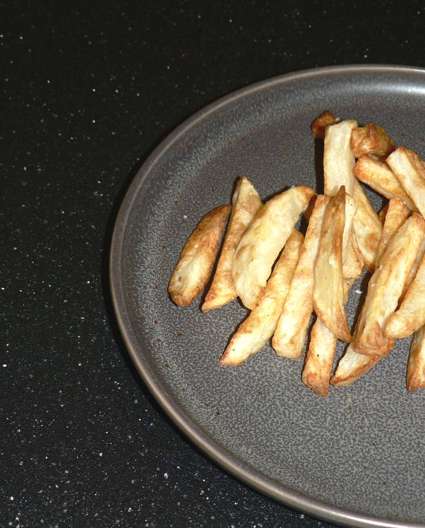 Air Fryer French Fries on a big grey plate