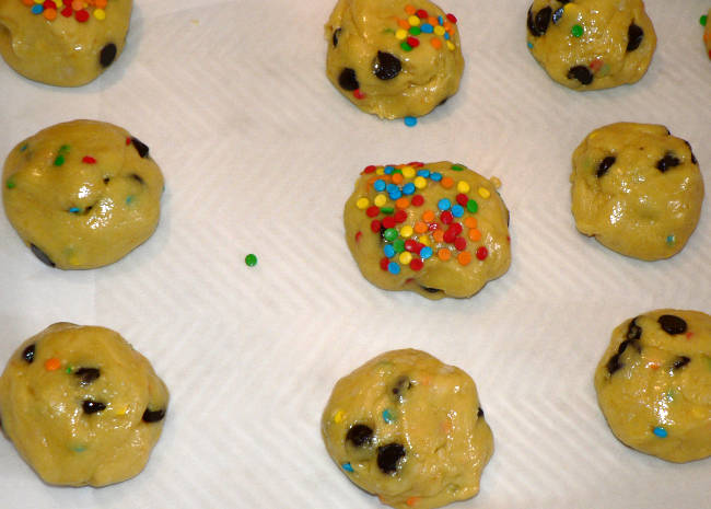 Funfetti Cookies on Cookie Sheet