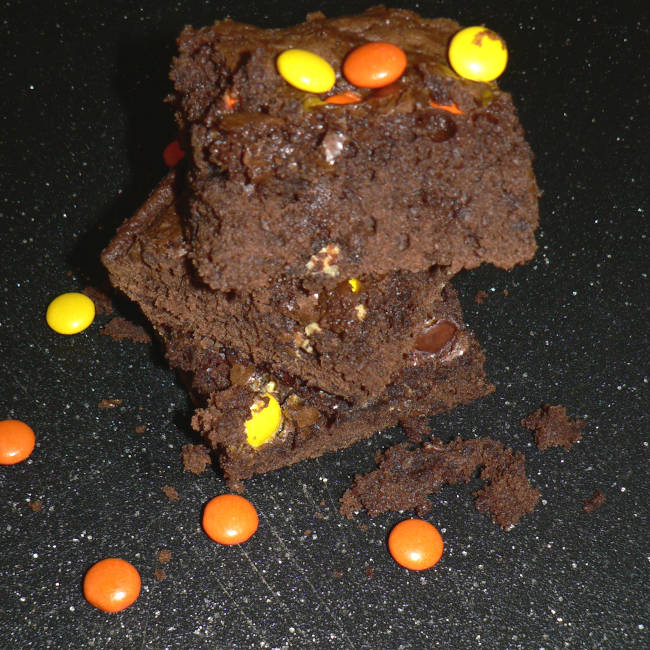 Halloween Brownies on a Cutting Board