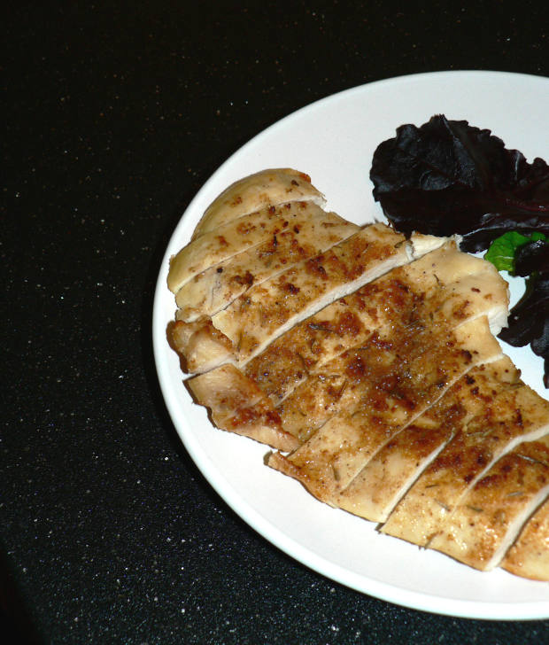 Air Fryer Lid Chicken Breast on a Plate with Salad