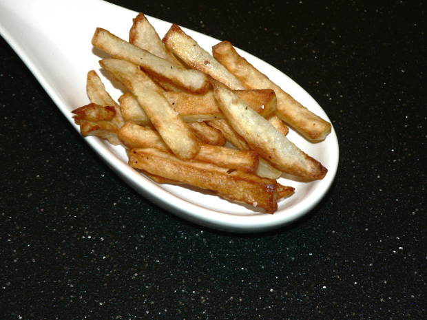 Healthy Air Fryer French Fries on a big grey plate