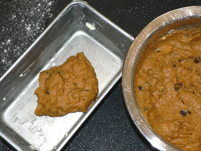 Pumpkin bread in a loaf pan