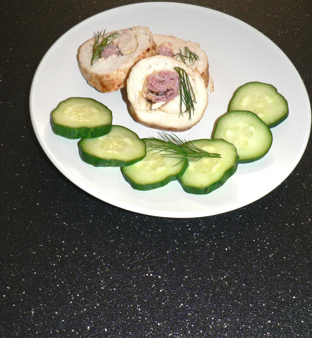 Air Fryer Chicken Cordon Bleu Cut Into Round Pieces