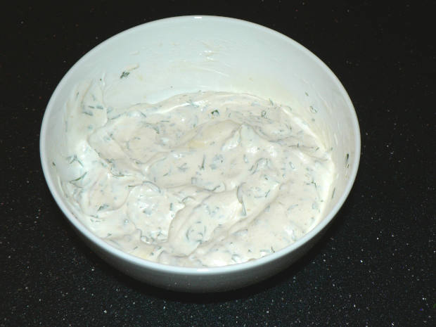 Mixed together ranch dressing ingredients