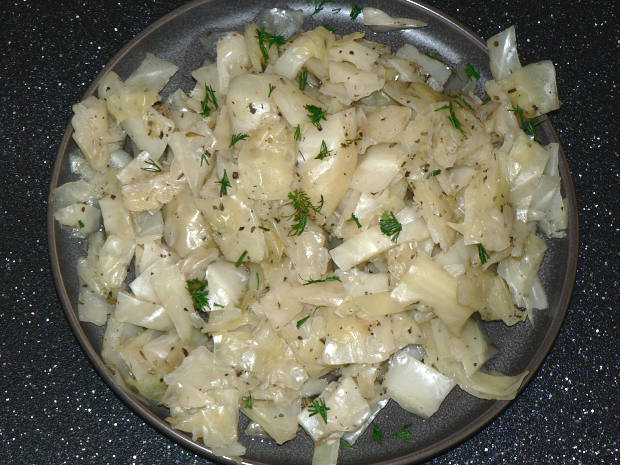 A Plate Filled With Pressure Cooker Cabbage