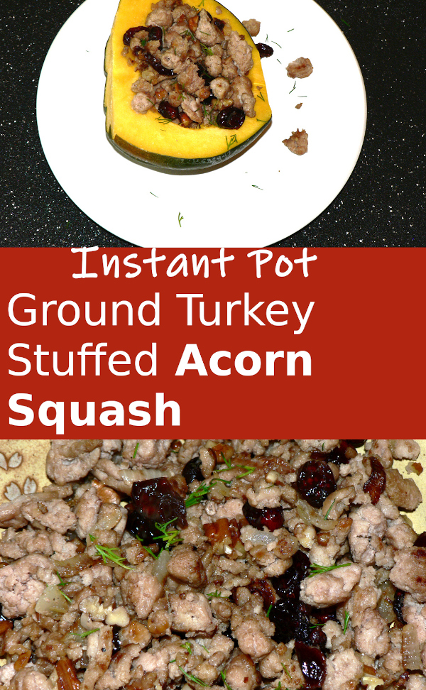 Instant Pot Acorn Squash Stuffed with Ground Turkey on a plate