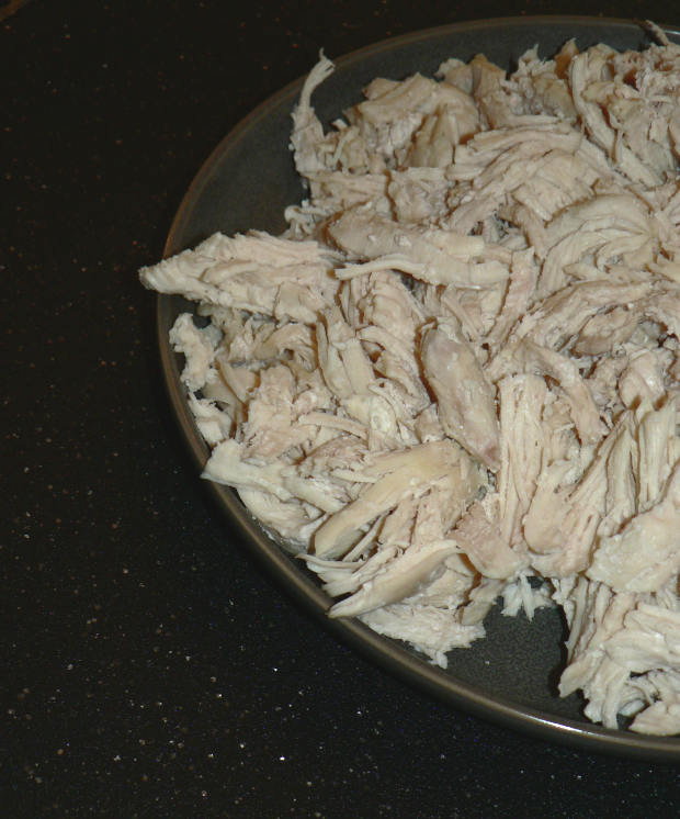 Shredded Chicken on a Grey Plate