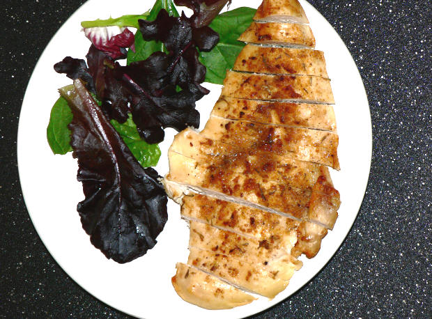 Air Fryer Chicken On White Plate