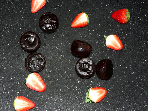 Chocolate Dessert on a White Plate with Strawberries