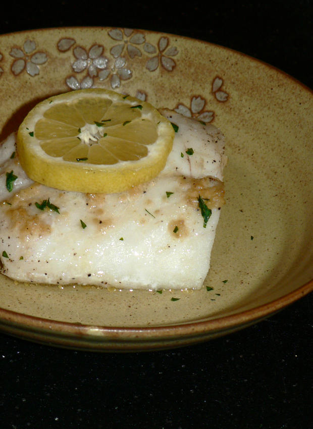 Roasted Cod Fish on a Plate