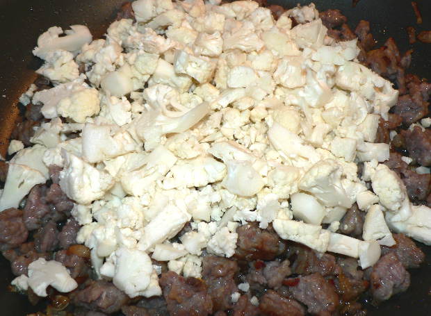 Sauteed Onions, Sausage, Cauliflower