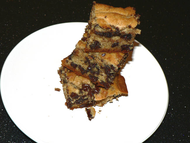 Chocolate Chips Cookie Bars on a plate