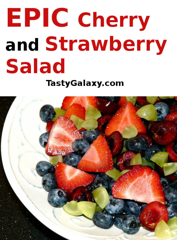 Best Strawberry Salad With Cherries and Blueberries, find out how to make this delicious Fruit Salad that is a perfect vegan dessert to bring to a summer barbecue #healthy #healthyrecipes #healthyfood #healthyeating #cooking #food #recipes #vegetarian #vegetarianrecipes #vegetables #veganrecipes #vegan #veganfood #glutenfree #glutenfreerecipes #dairyfree #sidedish