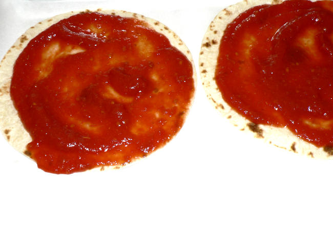 Tortillas with tomato sauce
