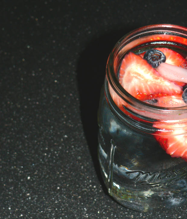 Red, White and Blue Berry Water in a Jar