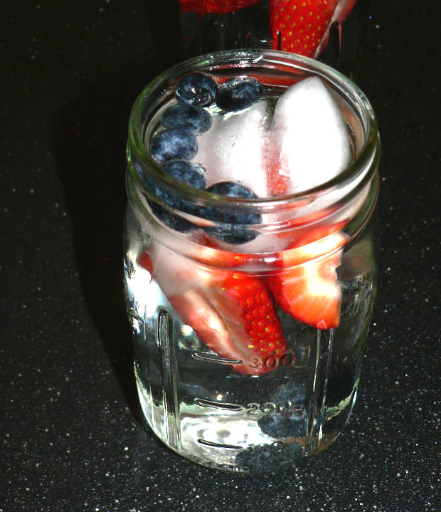 Red, White and Blue Infused Water in a Jar