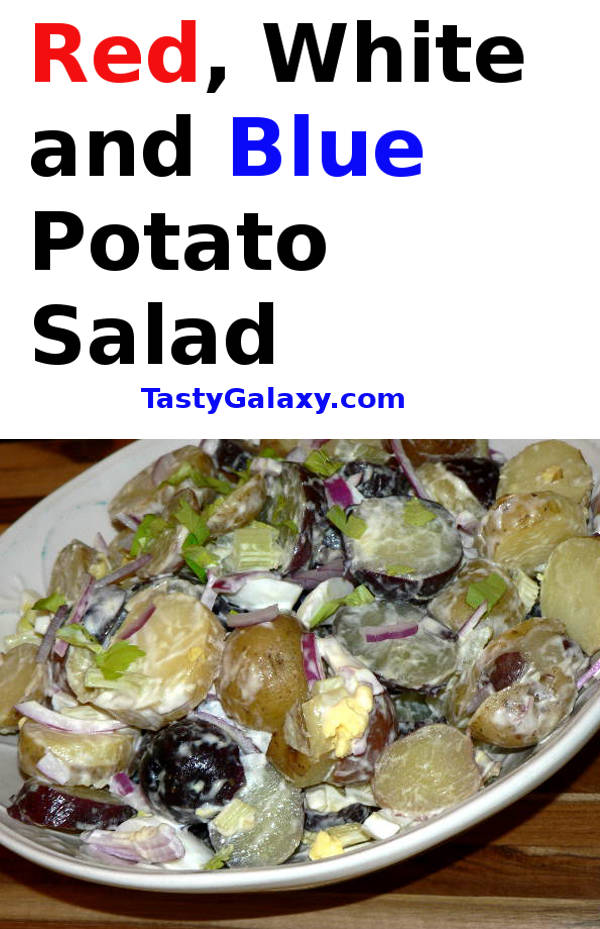 Best Red, White and Blue Potato Salad #healthyrecipes #healthyfood #healthyeating #cooking #food #recipes #glutenfree #glutenfreerecipes