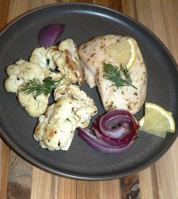 Greek Chicken Sheet Pan Dinner on a Plate