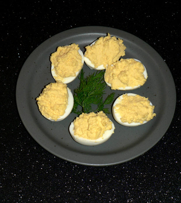 Plate with Deviled Eggs and dill