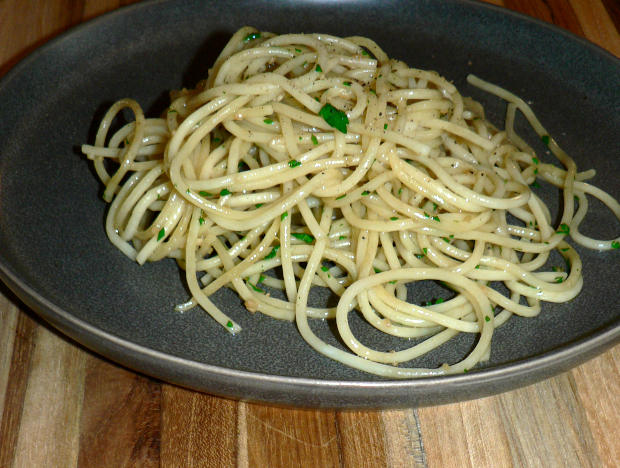Spaghetti Aglio e Olio on a Plate