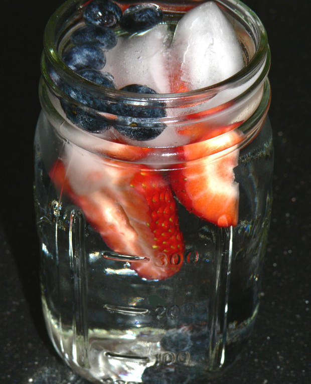 Strawberry Water in a Mason Jar