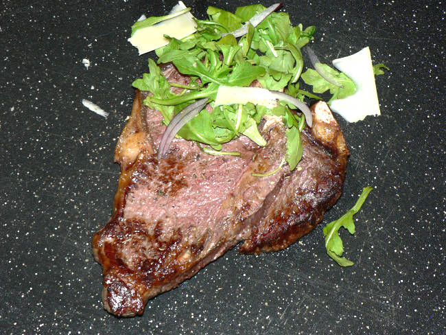 T-bone Steak with Arugula Salad