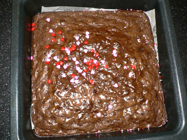 Chocolate Brownies with Valentines Sprinkles