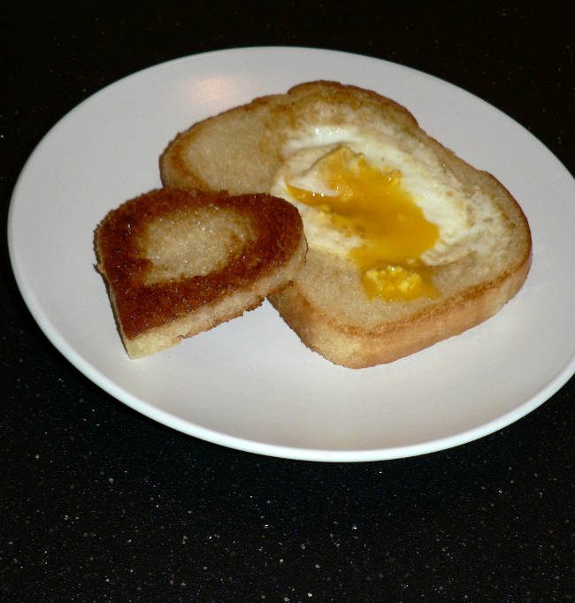Valentines Egg in the Hole With Broken Yolk