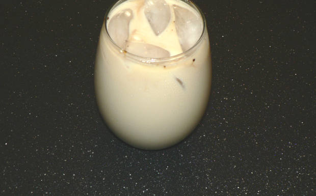 Ice and Latte in a Glass