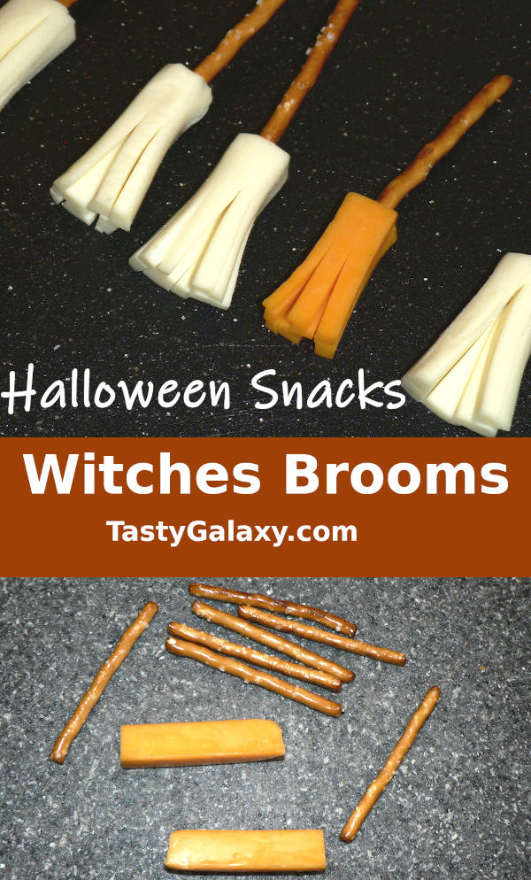 Witches Brooms made from Pretzels and Cheese
