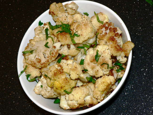 Spicy Roasted Cauliflower in a bowl