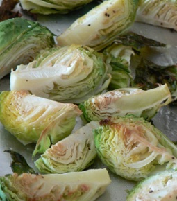Roasted Brussel Sprouts on a Cookie Sheet