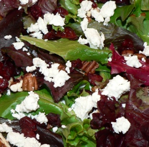 Greens With Goat Cheese, Cranberries and Pecans